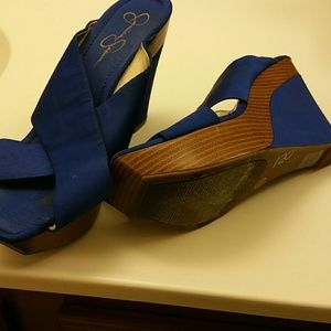 Women's Blue Wedge 3 inch Sandlet
